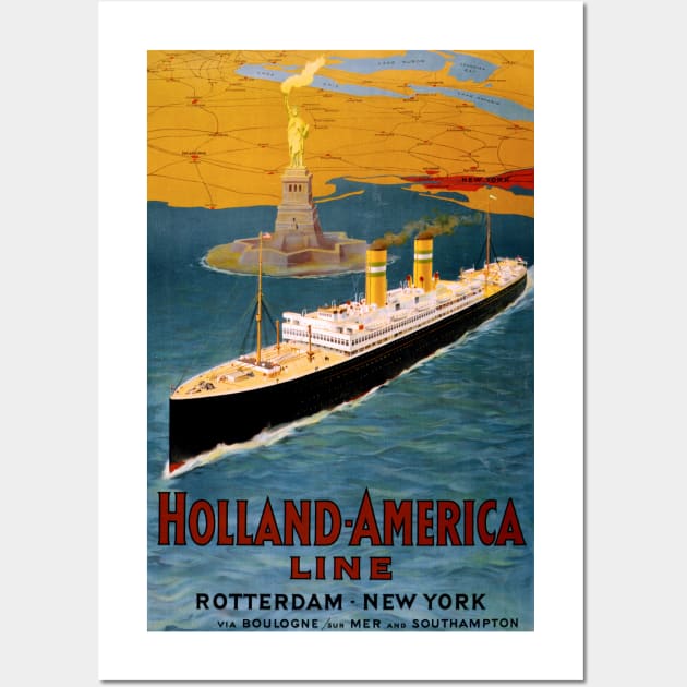 Vintage Travel Poster USA Holland America Line Wall Art by vintagetreasure